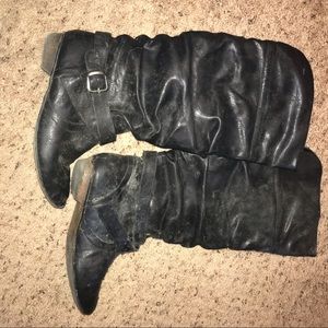 Black Leather Boots Women Size 8